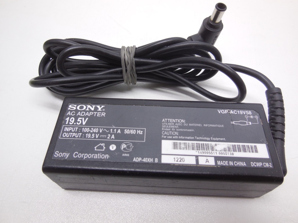 Блок питания оригинал для ноутбука Sony VGP-AC19V58, Output: DC 19.5V, 2A - Pic n 310675